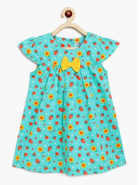

Campana Girls Turquoise Blue Printed A-Line Dress