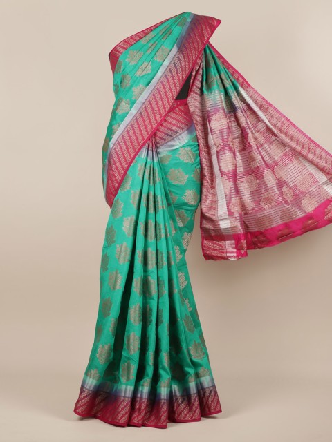 

Pothys Green & Pink Jute Silk Woven Design Saree