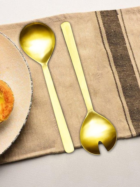 

nestroots Set of 2 Gold-Toned Serving Spoon Set