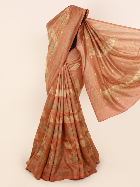 

Pothys Brown & Beige Jute Cotton Printed Saree