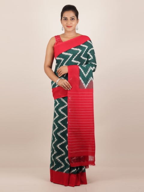 

Pothys Green Pure Cotton Printed Sambalpuri Saree