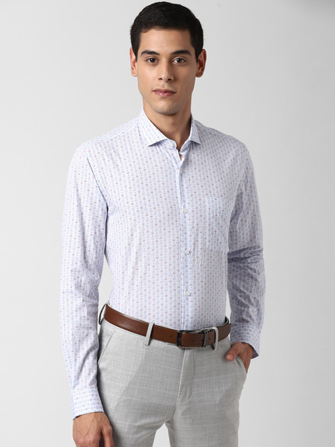 

Peter England Men White & Blue Regular Fit Printed Cotton Formal Shirt