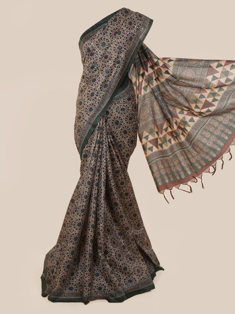 

Pothys Green & Beige Jute Silk Printed Saree