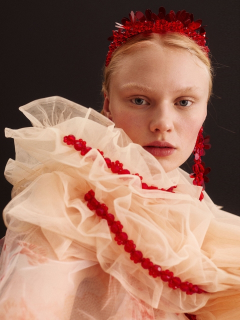 

H&M X Simone Rocha Women Orange & Red Appliqued scarf