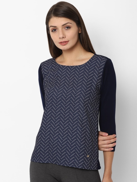 

Allen Solly Woman Navy Blue Printed Regular Top