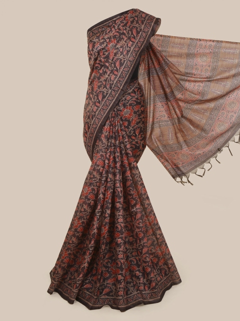 

Pothys Brown & Red Jute Silk Printed Saree