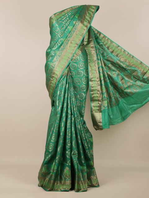 

Pothys Green Pure Silk Woven Design Tussar Saree