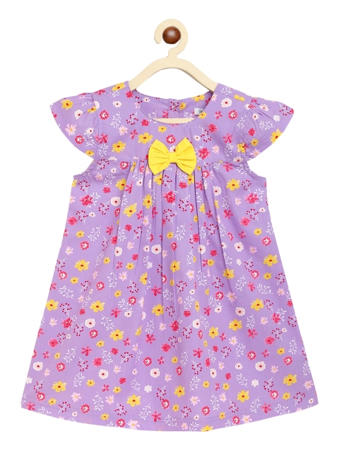 

Campana Girls Purple Floral Printed A-Line Dress
