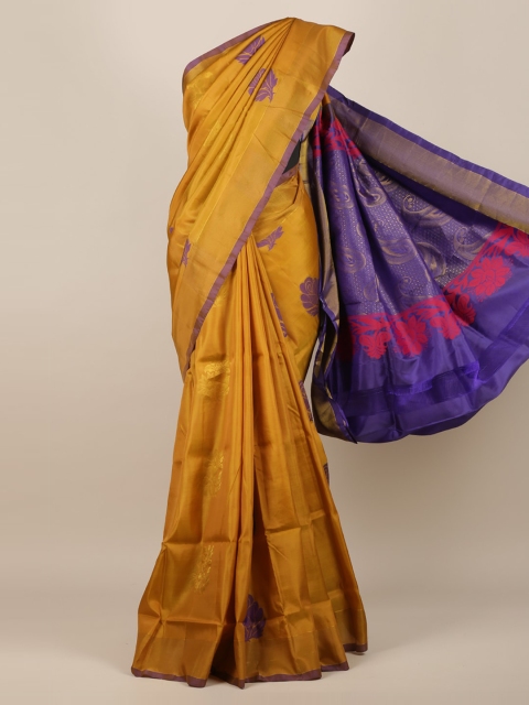 

Pothys Mustard & Purple Art Silk Colourblocked Saree