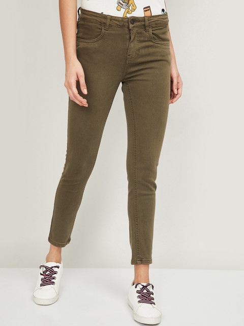 

Fame Forever by Lifestyle Women Olive Green Slim Fit Jeans