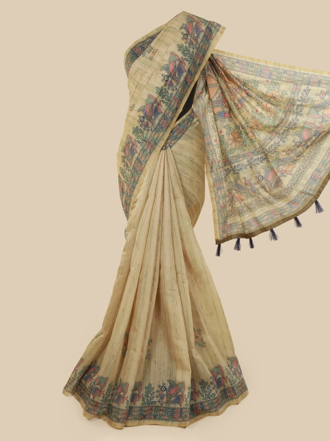 

Pothys Green & Navy Blue Cotton Blend Printed Saree