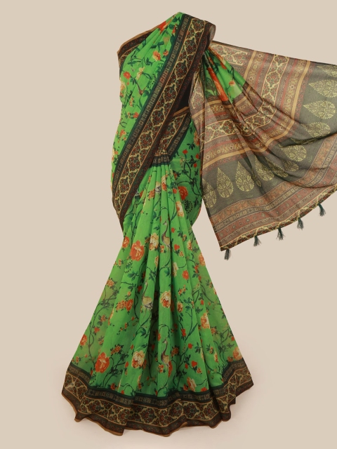 

Pothys Green & Brown Cotton Blend Printed Saree
