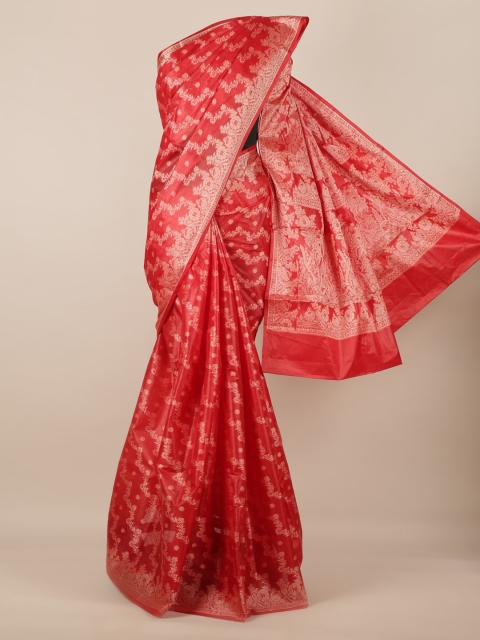 

Pothys Red Pure Silk Woven Design Tussar Saree