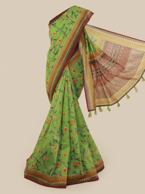 

Pothys Green & Beige Cotton Blend Woven Design Saree