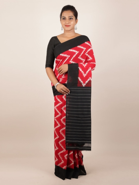 

Pothys Red Pure Cotton Printed Sambalpuri Saree