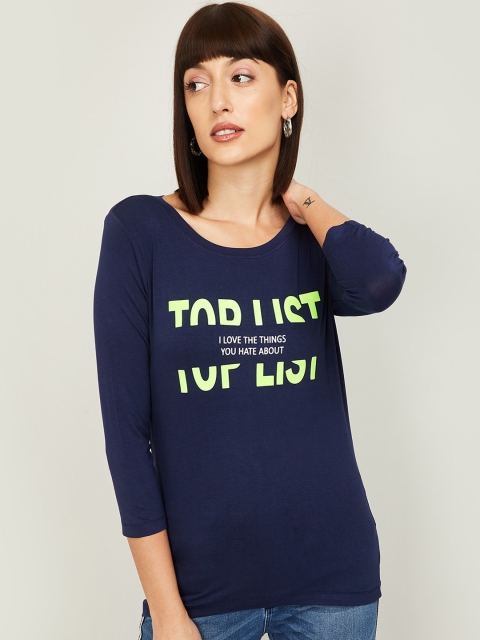 

Fame Forever by Lifestyle Women Navy Blue Printed Regular Top