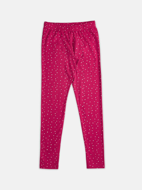 

Pantaloons Junior Girls Fuchsia Pink & White Printed Ankle Length Leggings