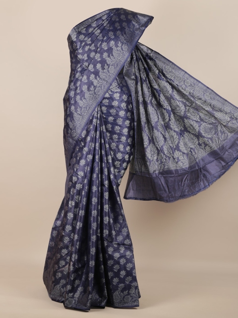 

Pothys Blue Pure Silk Woven Design Tussar Saree