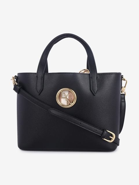 

LYN Black Solid Handheld Bag with Pouch