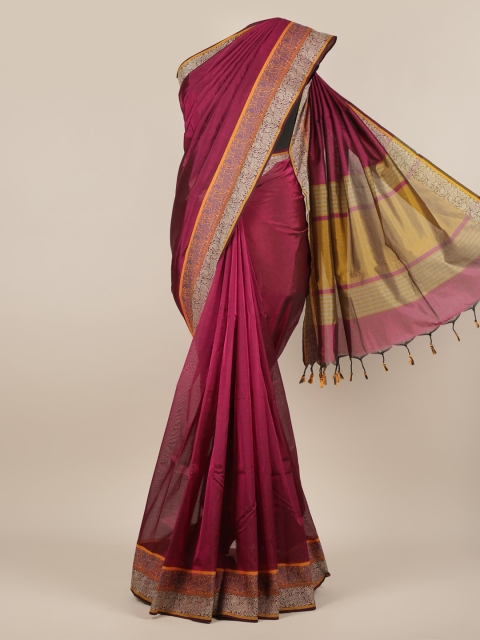 

Pothys Burgundy Solid Silk Cotton Saree