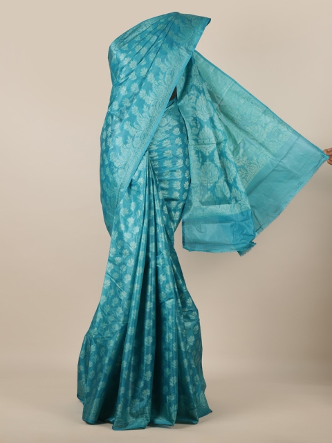 

Pothys Blue Pure Silk Woven Design Tussar Saree
