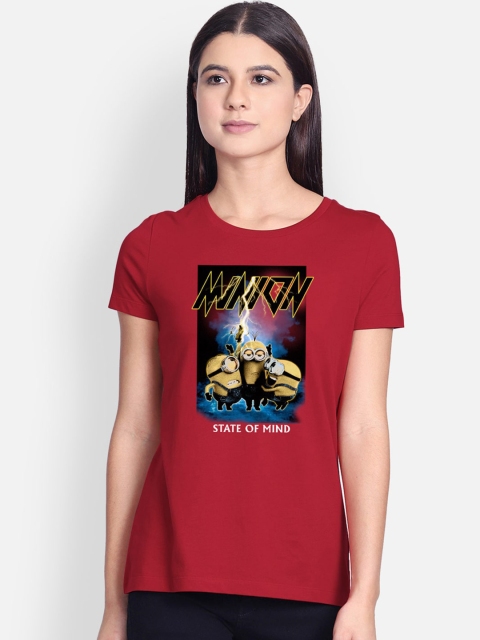 

Free Authority Minion Women Red Printed Round Neck T-shirt
