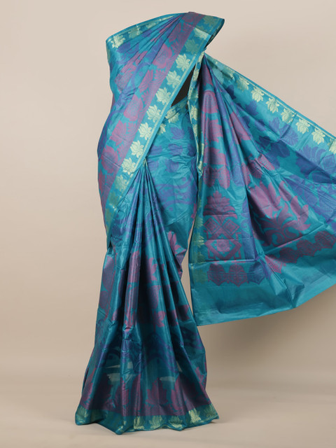 

Pothys Blue Pure Silk Woven Design Tussar Saree