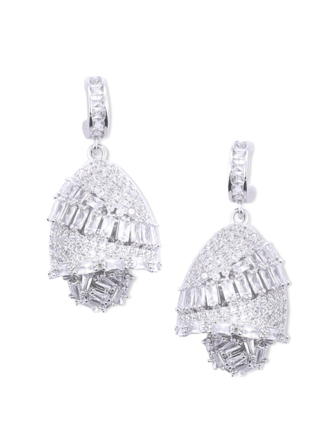 

shaze Silver-Toned Dome Shaped Jhumkas