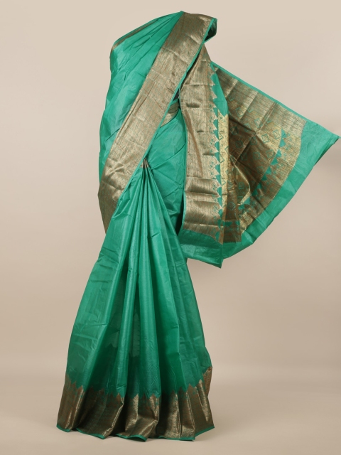 

Pothys Green Pure Silk Solid Tussar Saree