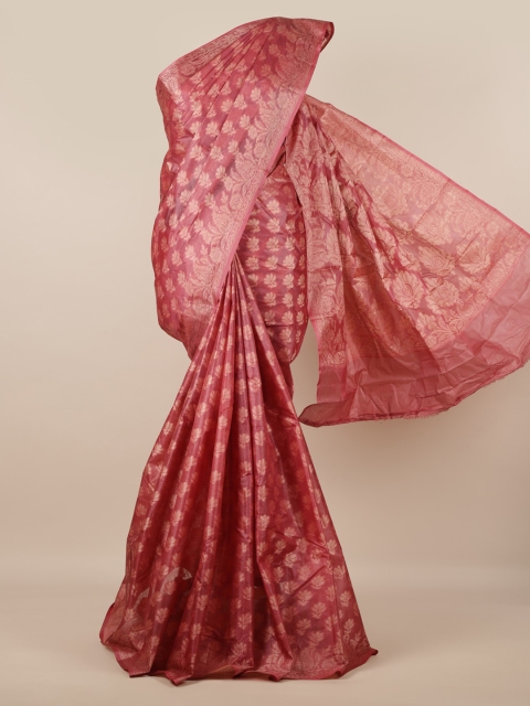 

Pothys Pink Pure Silk Woven Design Tussar Saree