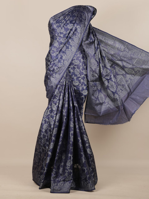 

Pothys Blue Pure Silk Woven Design Tussar Saree