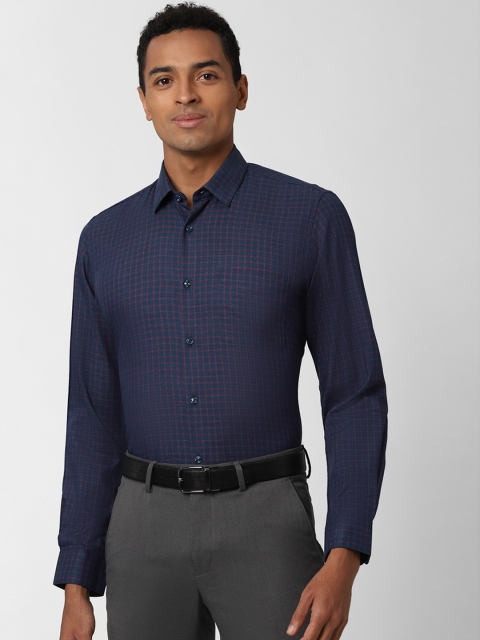 

Peter England Men Navy Blue Slim Fit Checked Casual Shirt