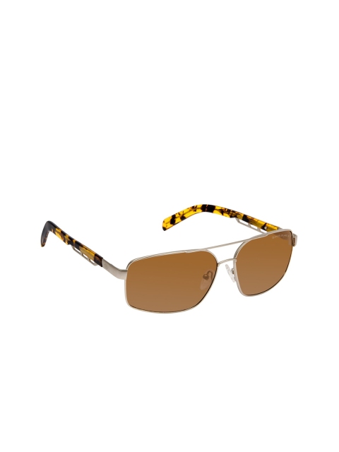 

David Blake Unisex Gold-toned Rectangle Sunglasses With UV Protected Lens M_SGDB1439