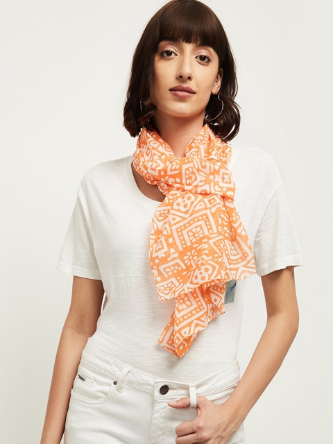 

max Women Orange & White Printed Scarf