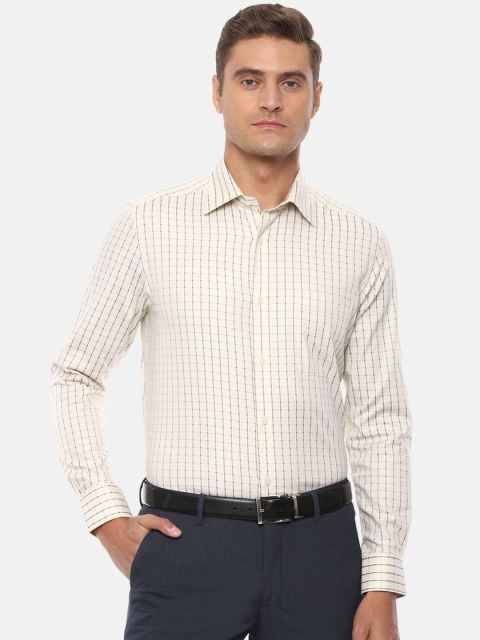 

Louis Philippe Men Beige Regular Fit Checked Formal Shirt