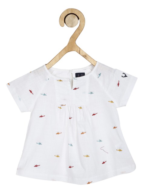

Allen solly junior Girls White Printed Pure Cotton A-Line Top