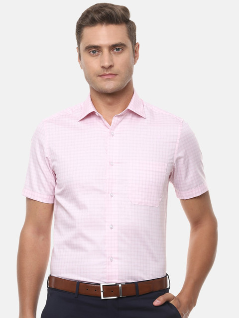 

Louis Philippe Men Pink & Black Regular Fit Checked Casual Shirt