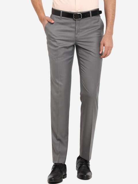 

JADE BLUE Men Grey Regular Fit Solid Formal Trousers