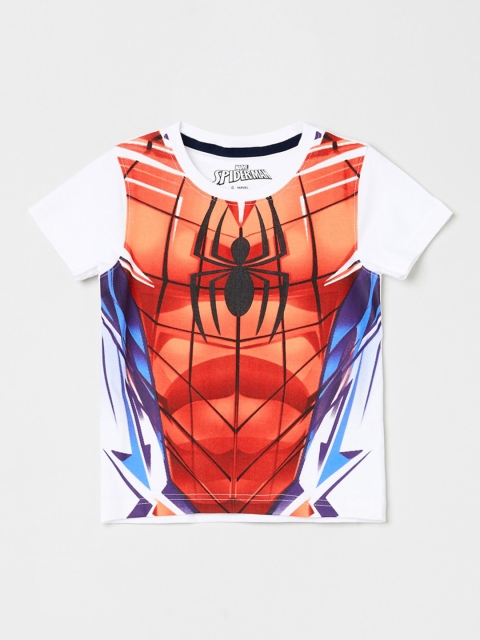 

max Boys White Printed Round Neck T-shirt