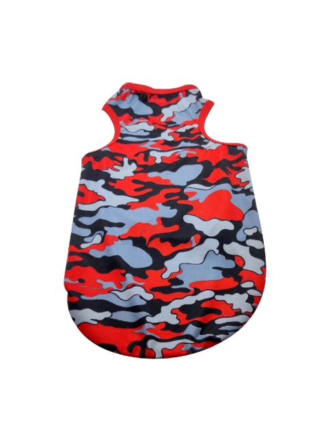 

PETS EMPIRE Red & Grey Camouflage Printed Summer Dog T-Shirt