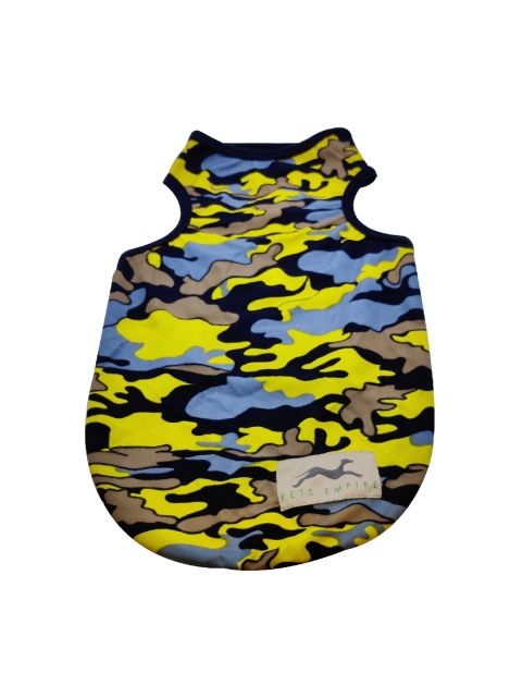 

PETS EMPIRE Yellow & Blue Camouflage Printed Summer Dog T-Shirt