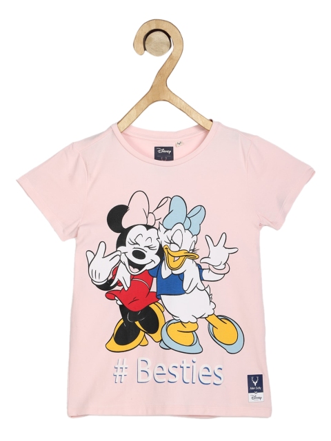 

Allen Solly Junior Girls Pink Mickey & Friends Printed Round Neck T-shirt