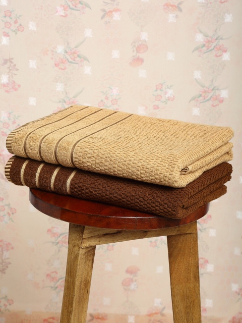 

HOSTA HOMES Unisex Set of 2 Solid 500 GSM Bath Towels, Brown