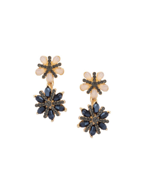

Globus Gold-Toned & Navy Blue Floral Drop Earrings
