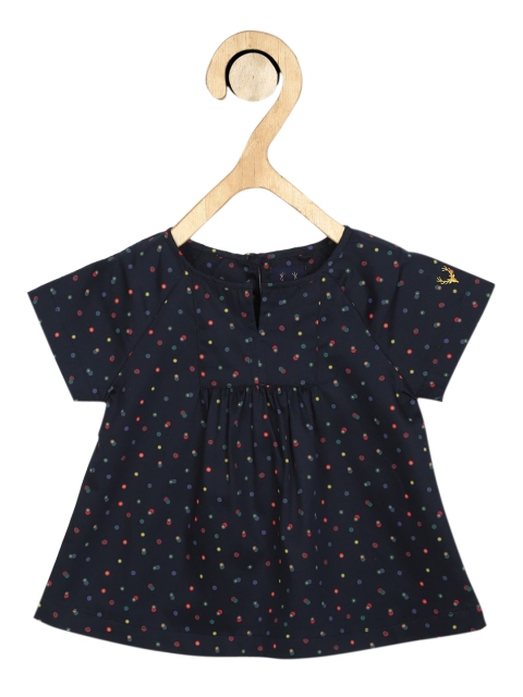 

Allen solly junior navy blue printed pure cotton empire top