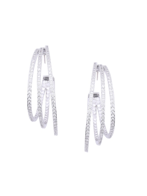 

shaze Silver-Toned Contemporary Hoop Earrings