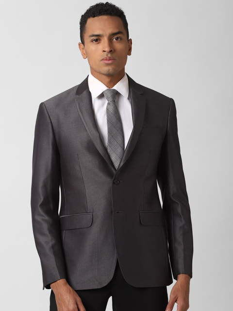 

Peter England Men Grey Solid Slim-Fit Single-Breasted Formal Blazer