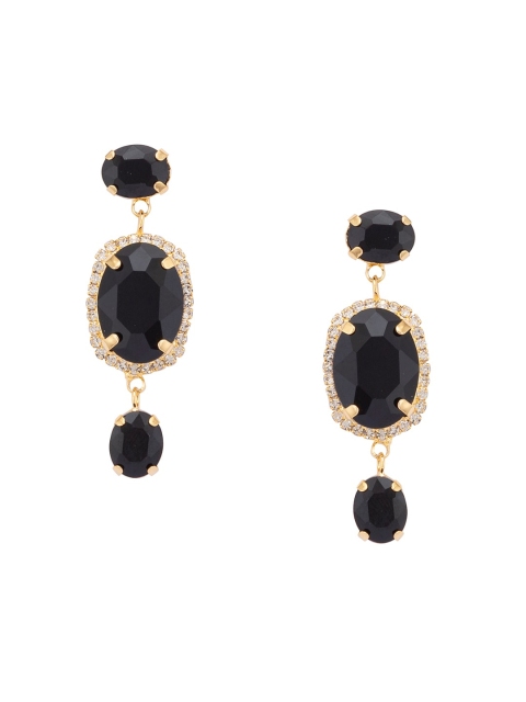 

Globus Gold-Toned & Black Contemporary Drop Earrings