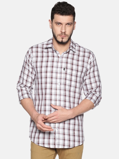 

LEVIZO Men White Regular Fit Checked Casual Shirt