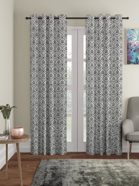 

Rajasthan Decor Grey & White Set of 2 Curtains